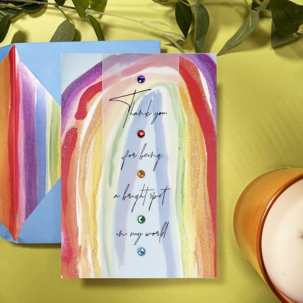 Rainbow and Lettering Thank You Card
