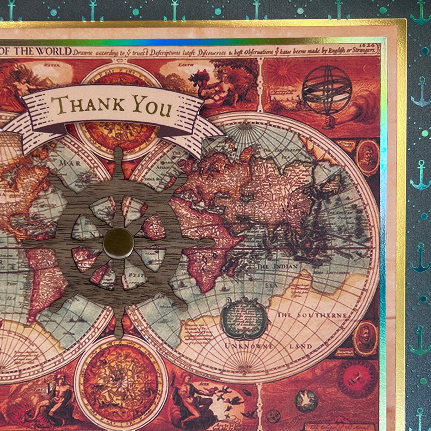World Map Thank You Card