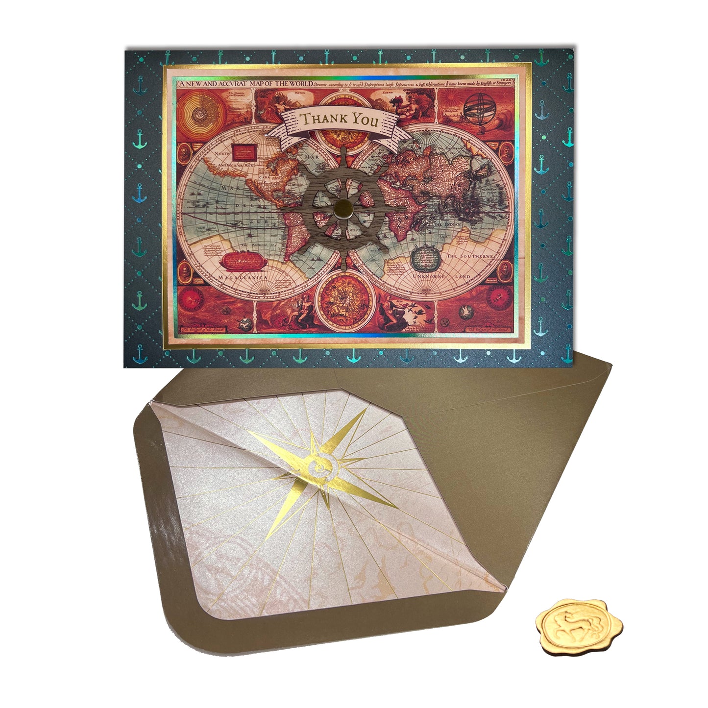 World Map Thank You Card