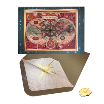 World Map Thank You Card