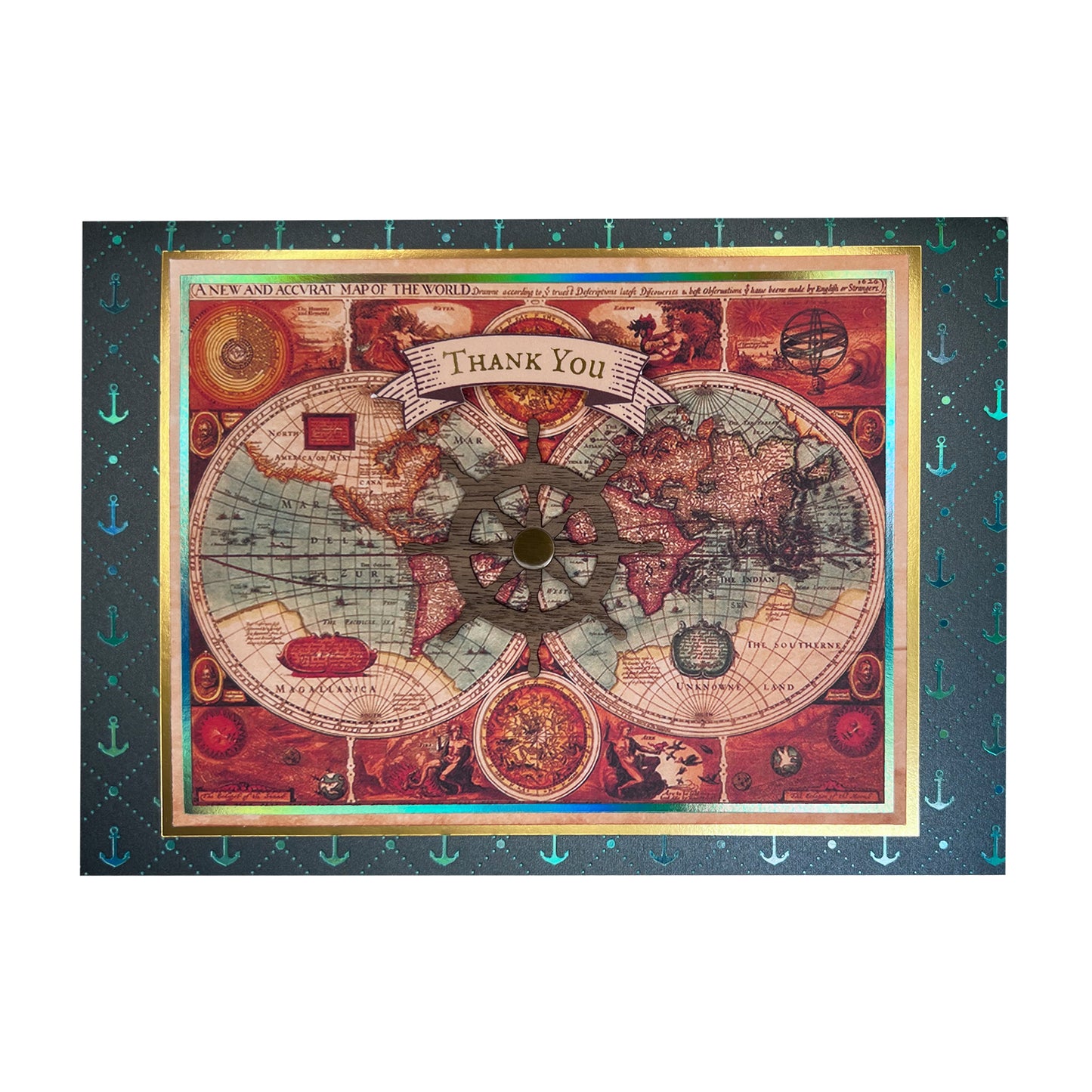 World Map Thank You Card