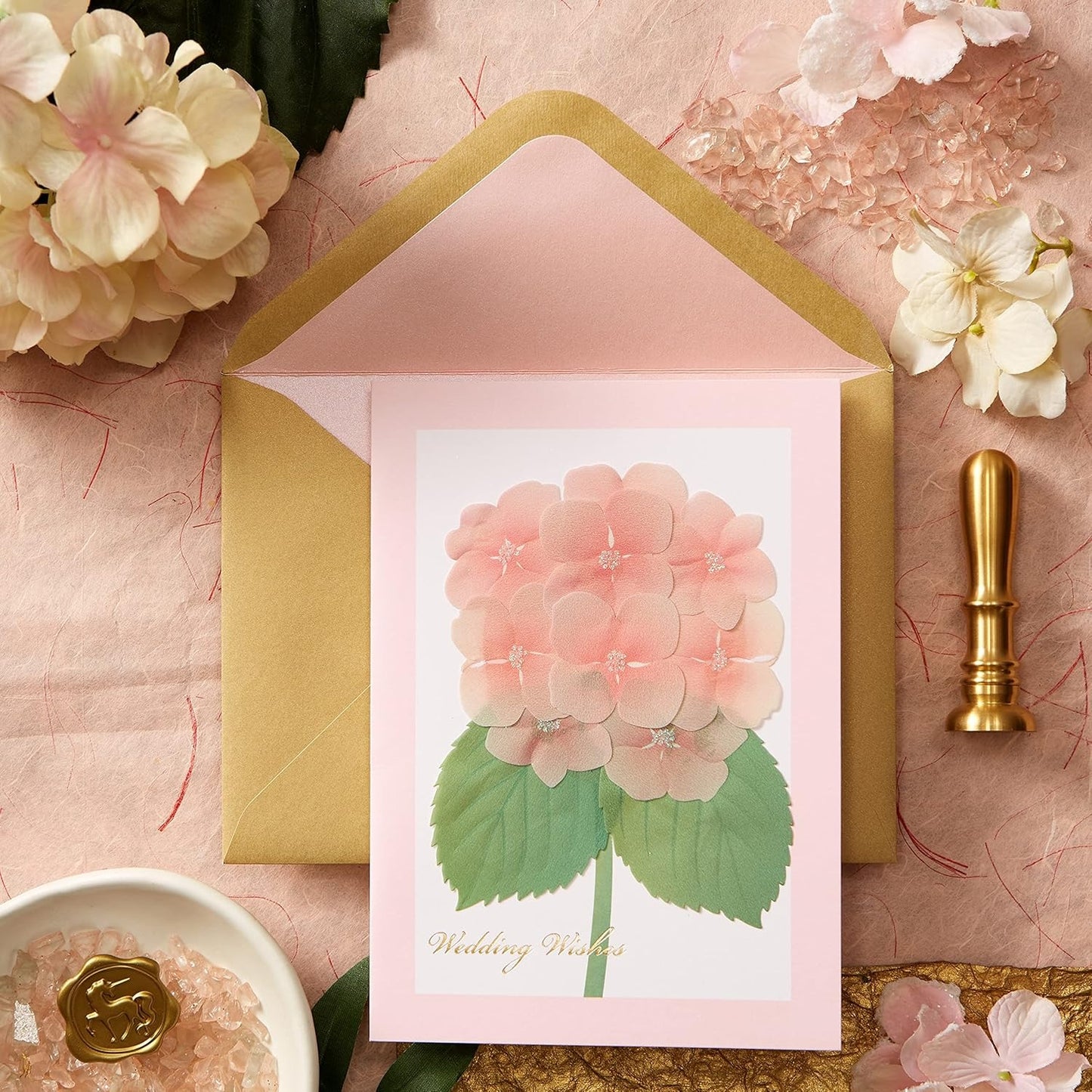 Vellum Hydrangea Wedding Card
