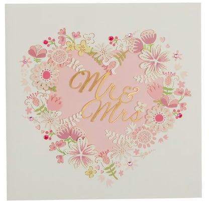 Laser Cut Heart Wreath Wedding Card