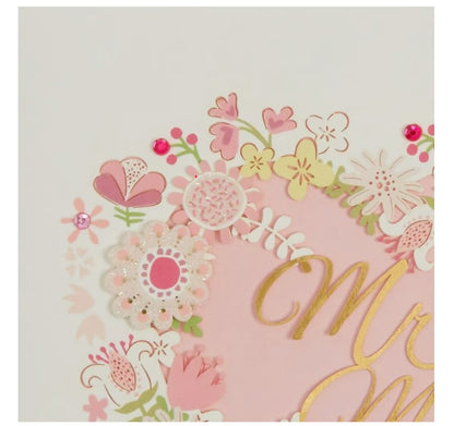 Laser Cut Heart Wreath Wedding Card