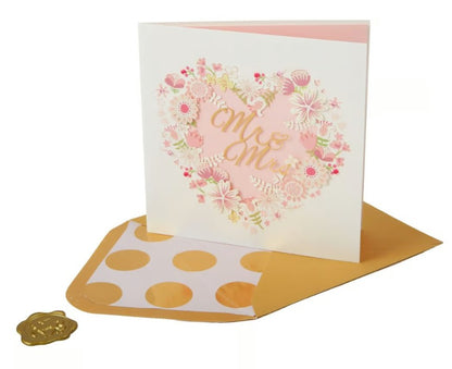 Laser Cut Heart Wreath Wedding Card