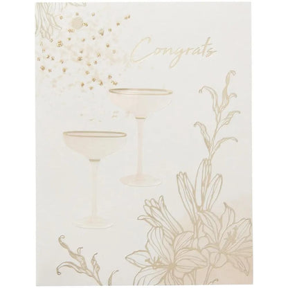 Two Coupe Champagne Glasses Wedding Card