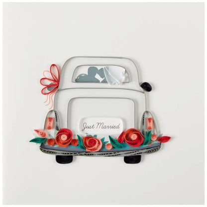 Quilled Just Married Car Wedding Card