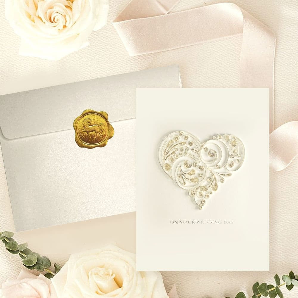 Quilled Ivory Heart Wedding Card