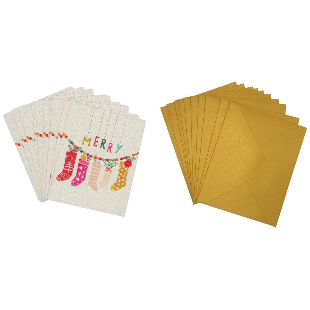 Whimsy Christmas Stockings 8 Count Boxed Christmas Card
