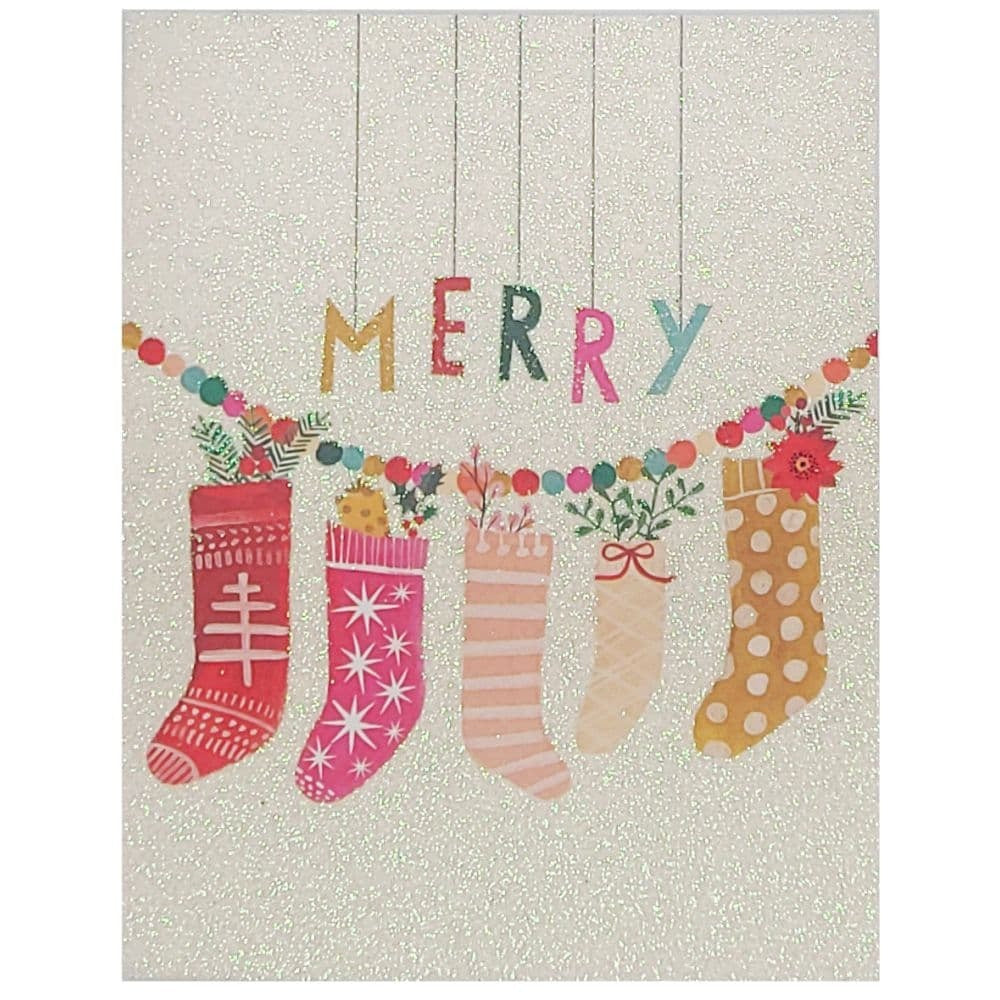 Whimsy Christmas Stockings 8 Count Boxed Christmas Card