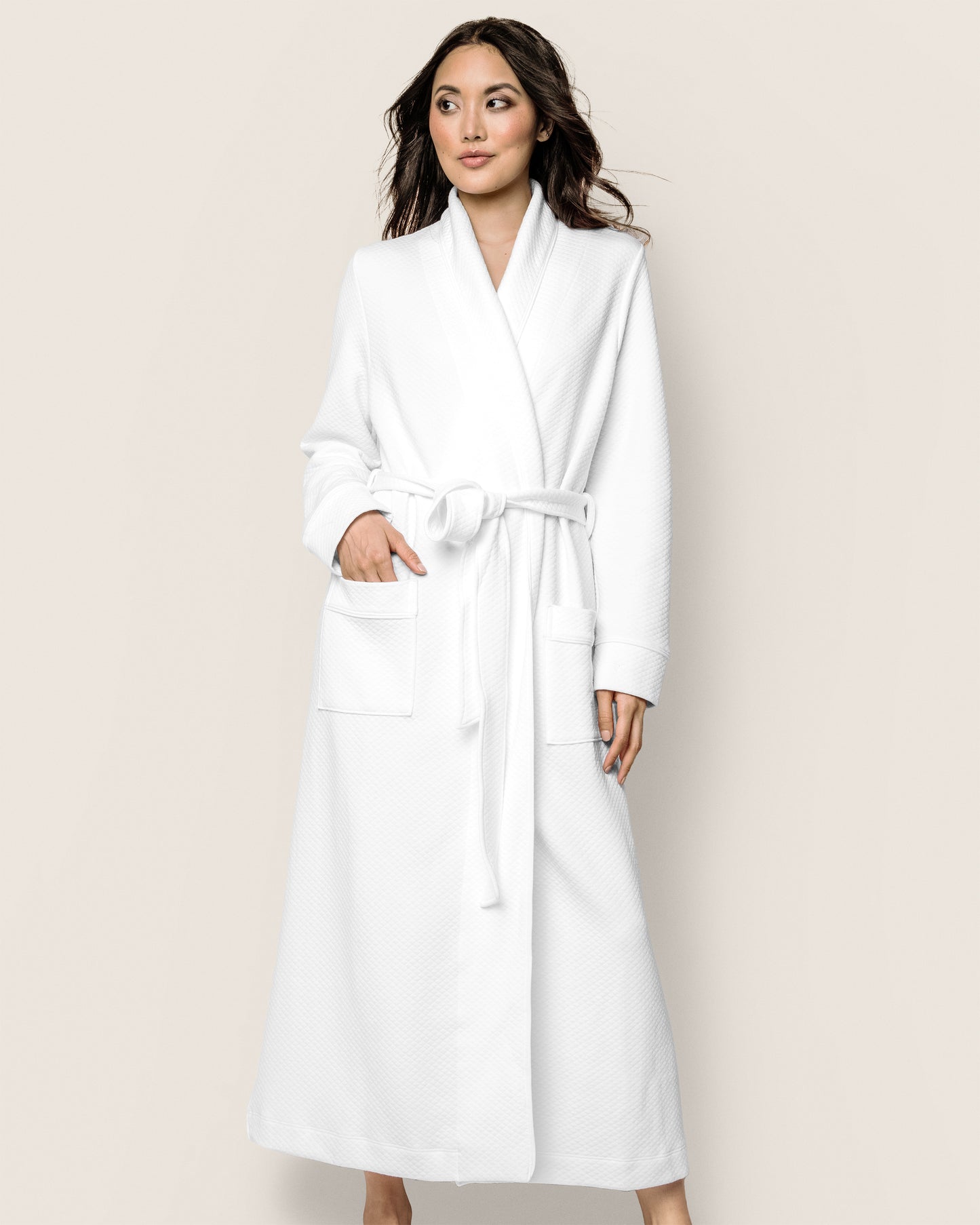 Women's Pima Ophelia Robe in White Jacquard