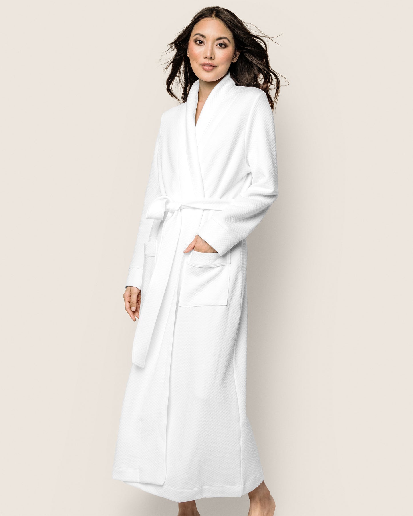 Women's Pima Ophelia Robe in White Jacquard