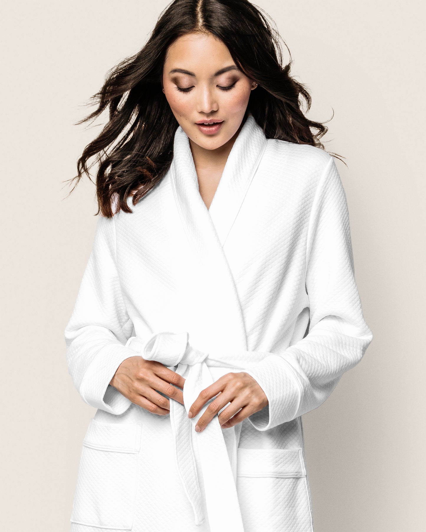 Women's Pima Ophelia Robe in White Jacquard