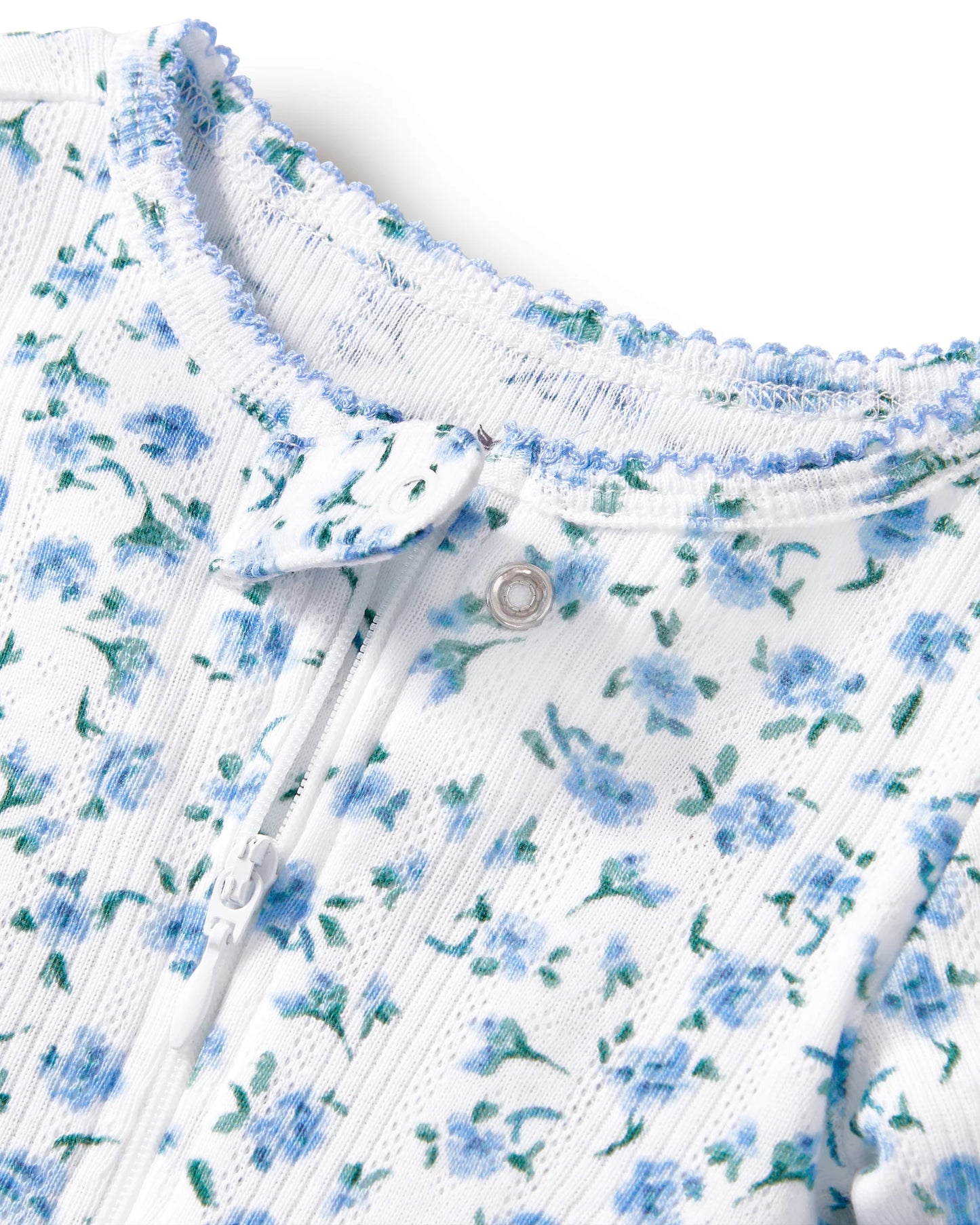 Baby's Pointelle Footie Romper in Blue Floral