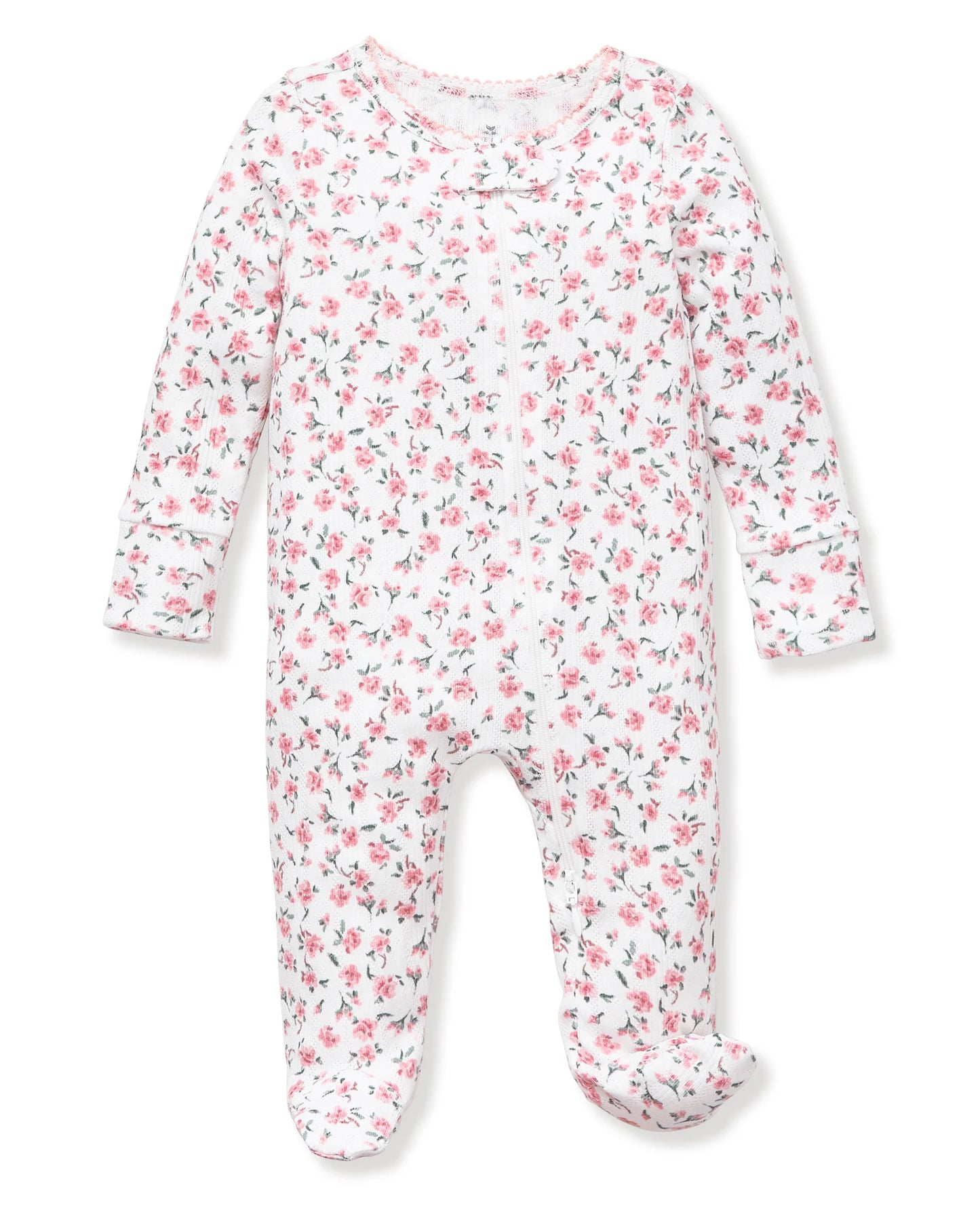 Baby's Pointelle Footie Romper in Pink Floral