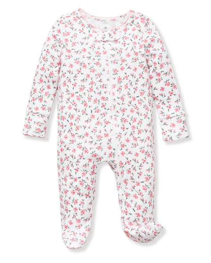 Baby's Pointelle Footie Romper in Pink Floral