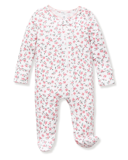 Baby's Pointelle Footie Romper in Pink Floral