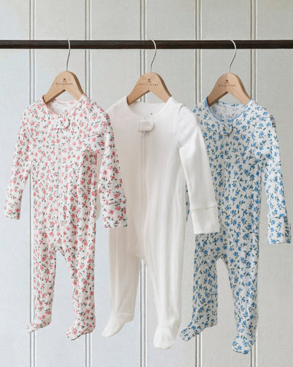 Baby's Pointelle Footie Romper in Pink Floral