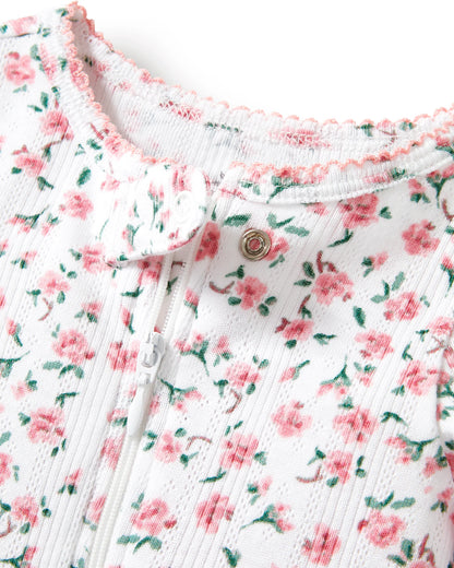 Baby's Pointelle Footie Romper in Pink Floral