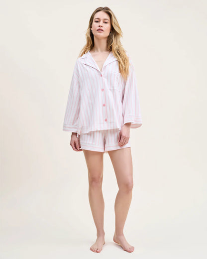 The Olivia Pima Short Set in Pink Stripe