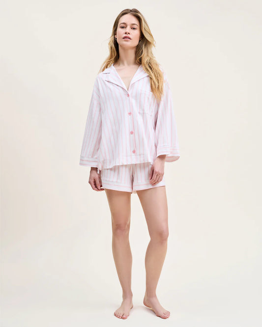The Olivia Pima Short Set in Pink Stripe