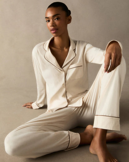 Women's Lightweight Pima Pajama Set in Ivory