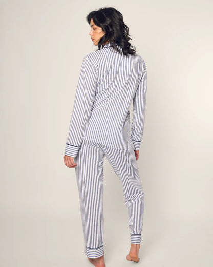 Luxe Pima Navy French Ticking Pajama Set