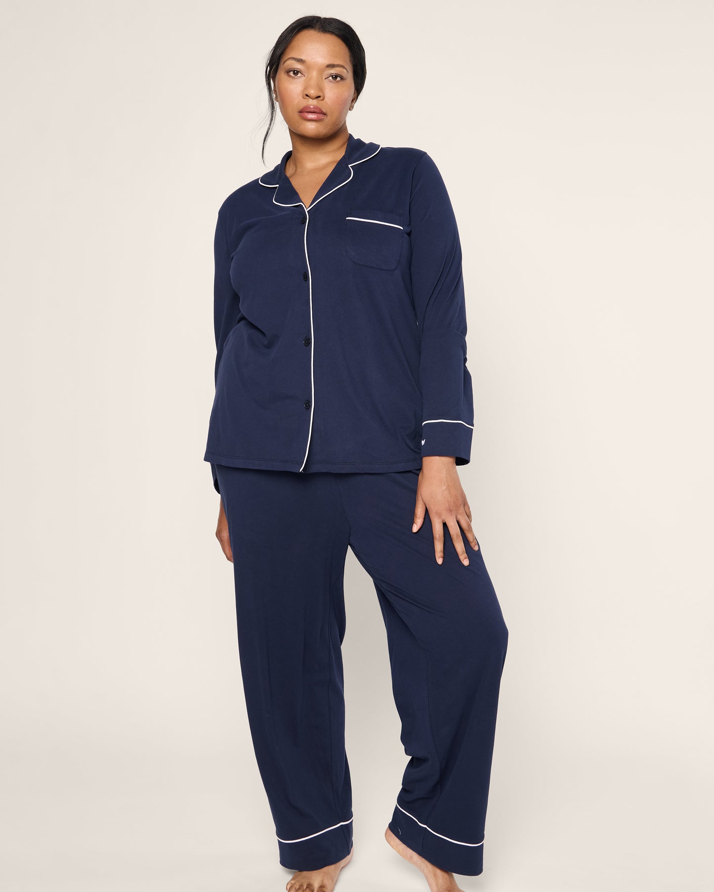 Women's Navy Pima Pajama Set
