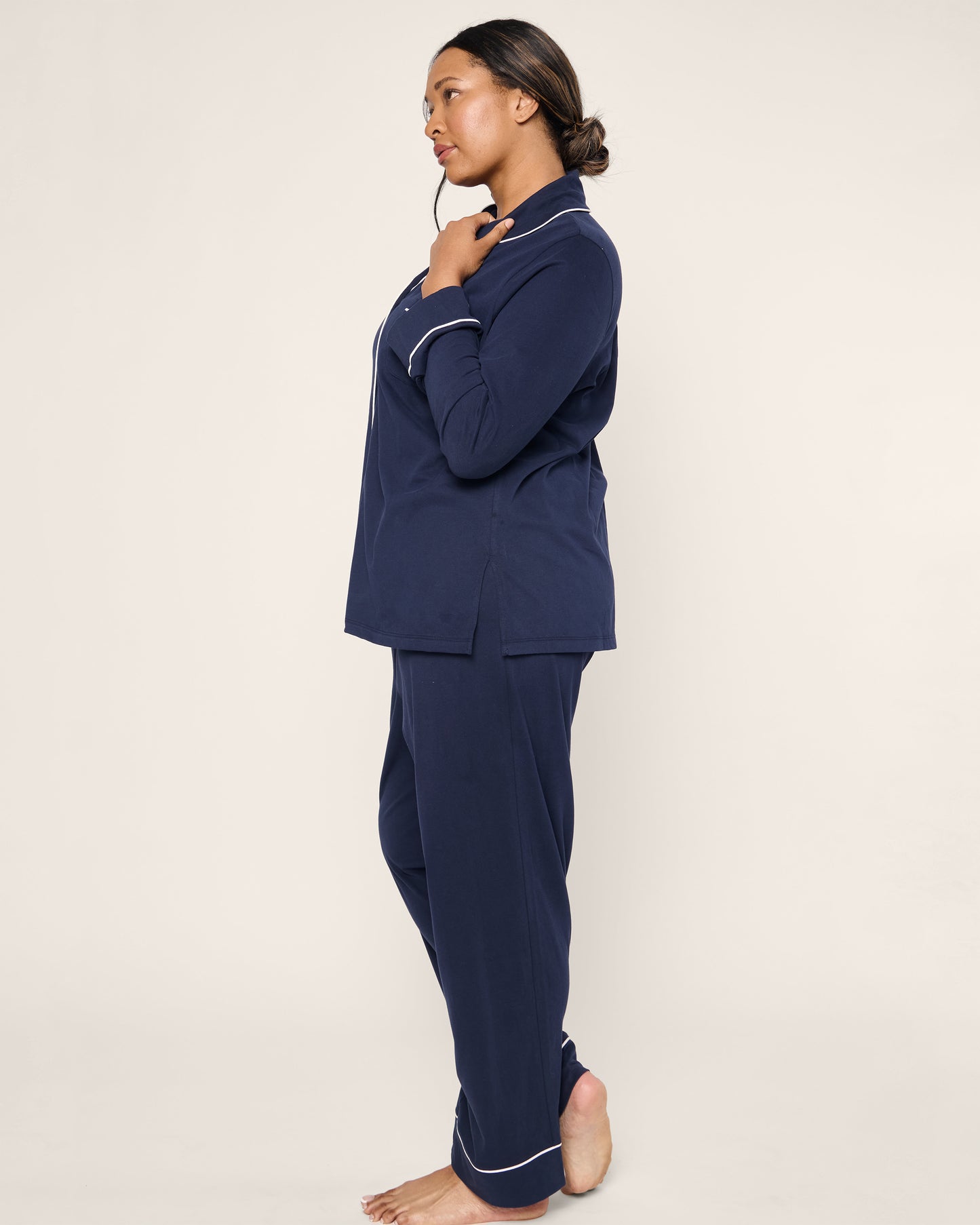 Women's Navy Pima Pajama Set