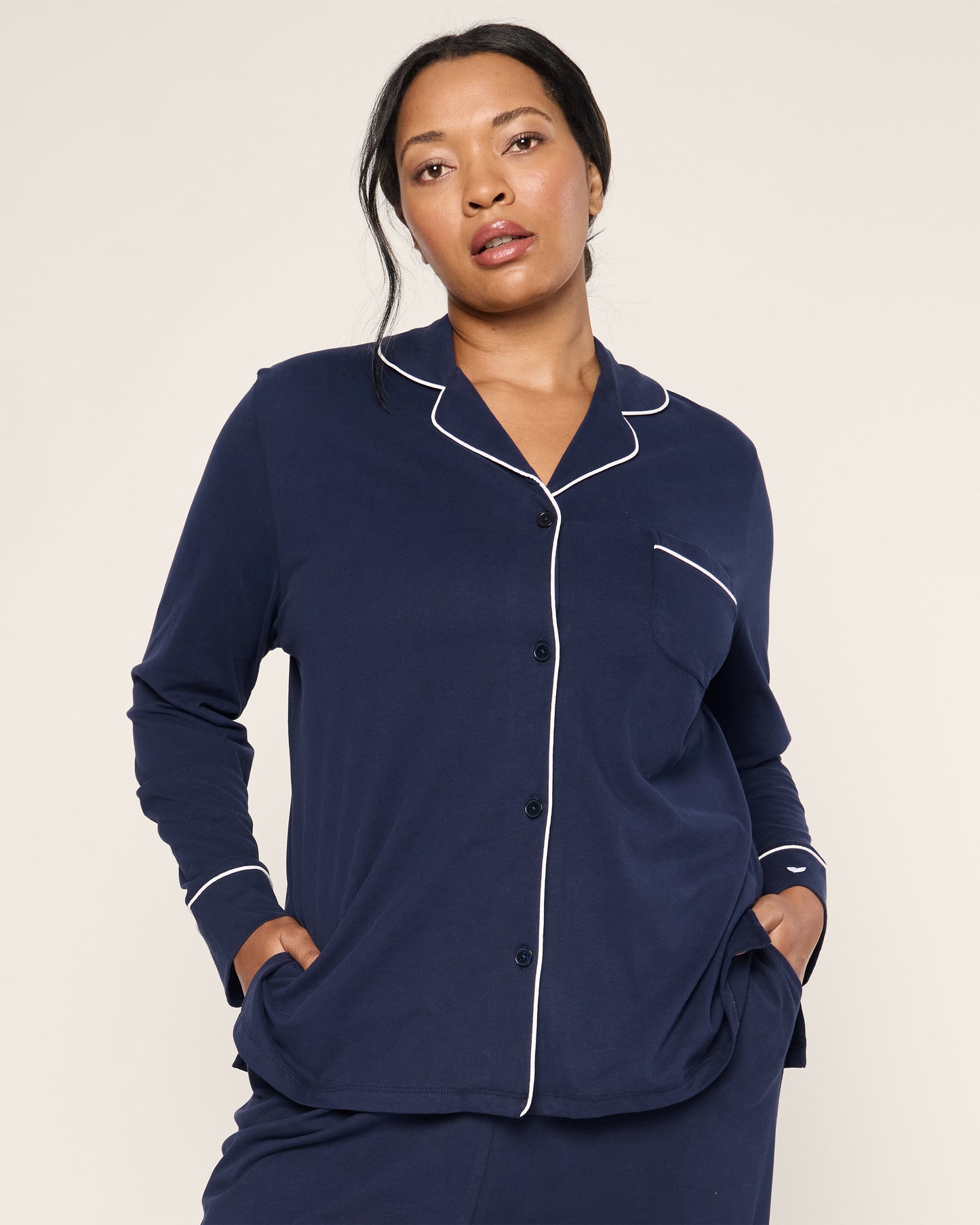 Women's Navy Pima Pajama Set