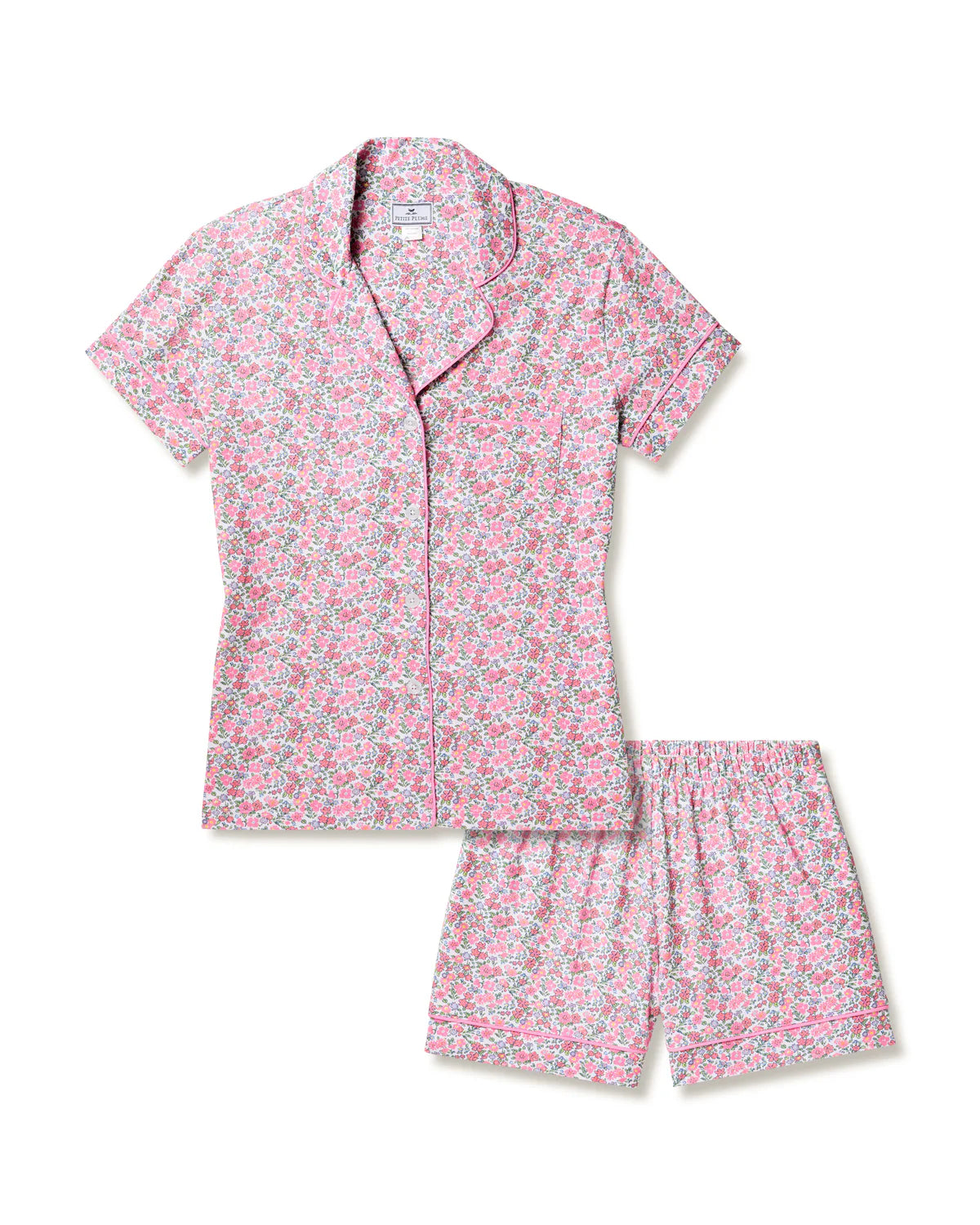 Women's Pima Short Sleeve Short Set in Fleurs de Rose