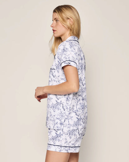 Women's Pima Short Sleeve Short Set in Timeless Toile Navy