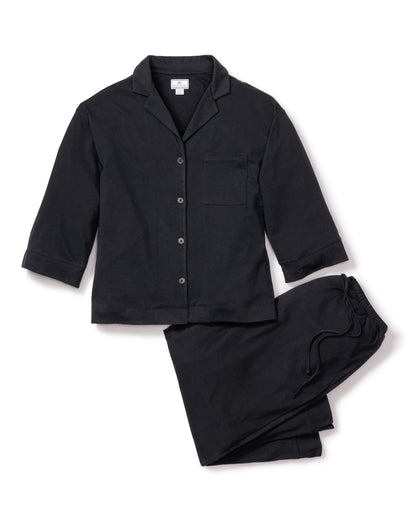 Women's Olivia Wide Leg pima Pajama Set in Black