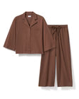 Olivia Wide Leg Pima Pajama Set in Chocolate Brown