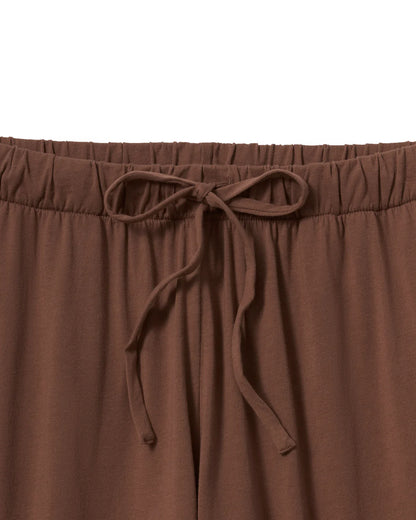 Olivia Wide Leg Pima Pajama Set in Chocolate Brown
