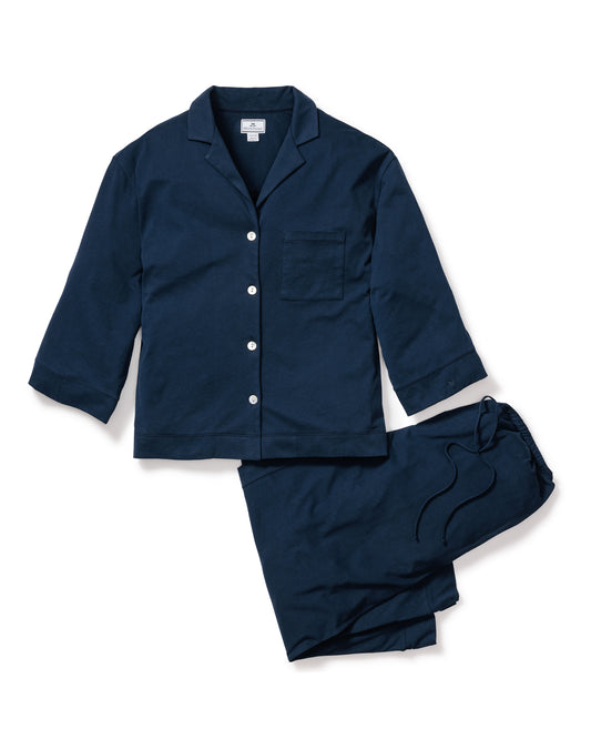 Women's Olivia Wide Leg Pima Pajama Set in Navy