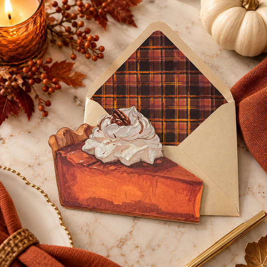 Die-Cut Pumpkin Pie Thanksgiving Card
