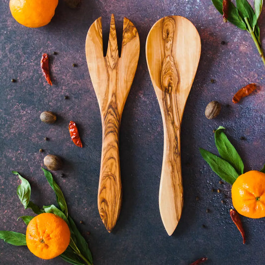Olive Wood Salad Servers (Set) Vesper & Vine