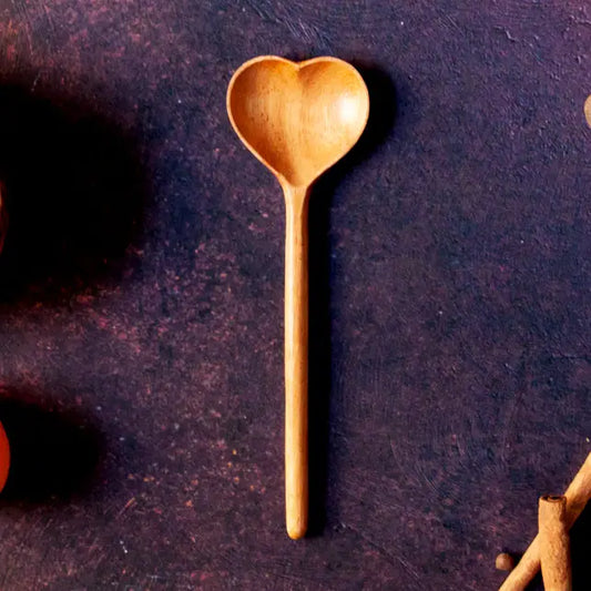 Small Carved Wood Heart Spoon