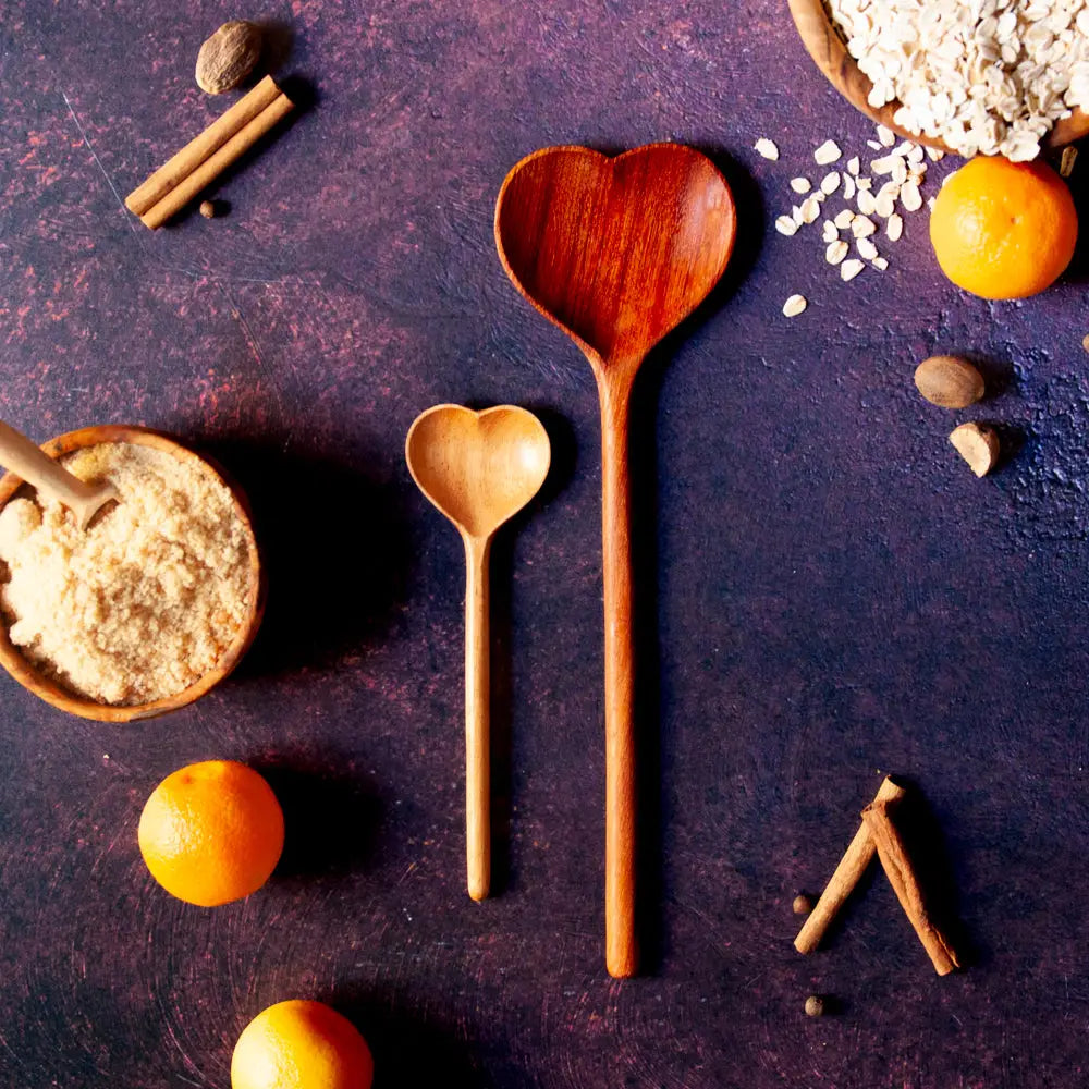 Small Carved Wood Heart Spoon
