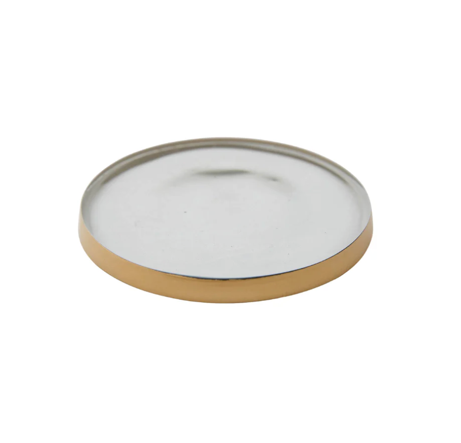6" Gilded Glass Coaster Plate for Medium Round Botanical Candles