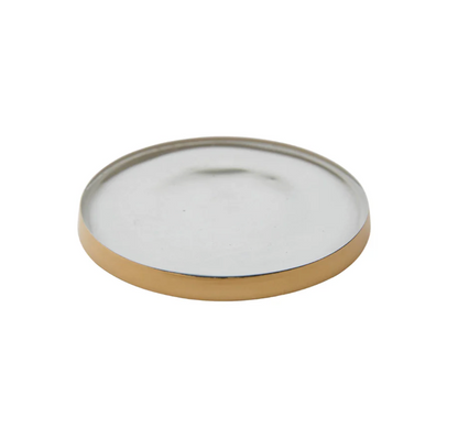 6" Gilded Glass Coaster Plate for Medium Round Botanical Candles