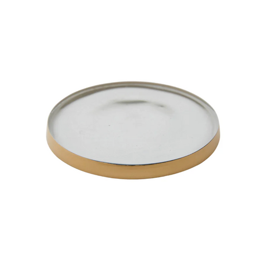 6" Gilded Glass Coaster Plate for Medium Round Botanical Candles