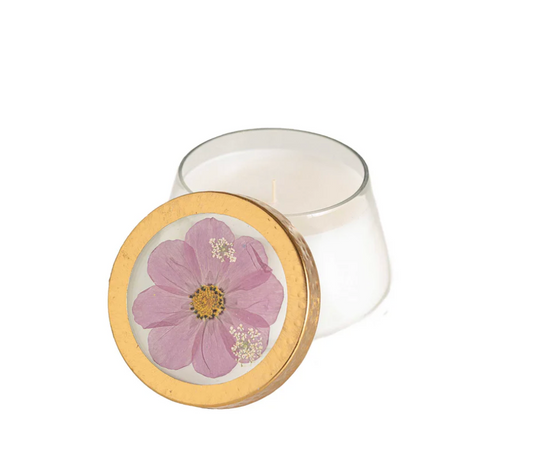 Coastal Vanilla Medium Pressed Floral Candle