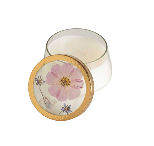 Coastal Vanilla Large Pressed Floral Candle