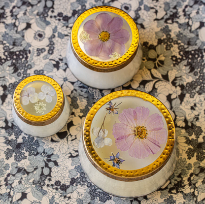 Coastal Vanilla Small Pressed Floral Candle