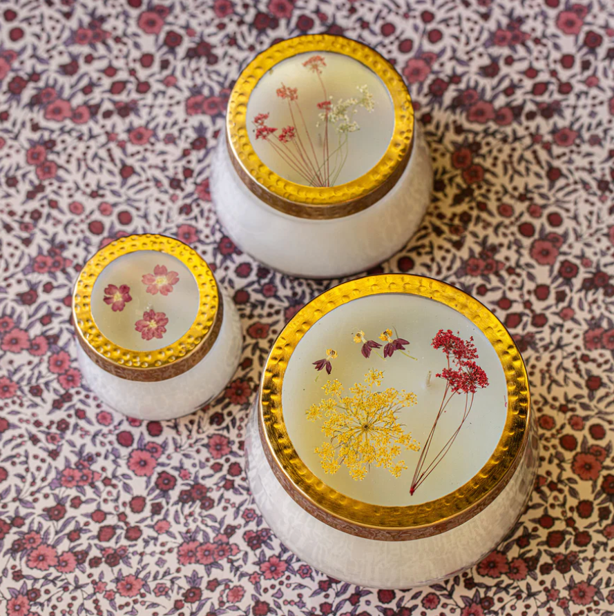 Spicy Apple Small Pressed Floral Candle