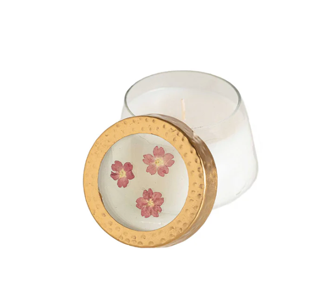 Spicy Apple Small Pressed Floral Candle