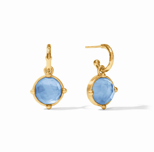 Honeybee Hoop & Charm Earring: Iridescent Chalcedony Blue