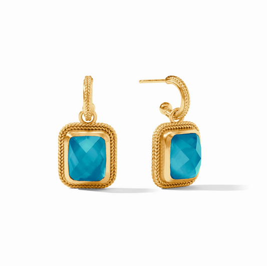 Cheval Hoop & Charm Earring: Iridescent London Blue